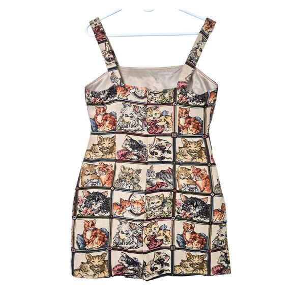 Cider Womens Dress Junior XL Cat Print Sleeveless Layering Short Mini fall NWT - Picture 4 of 11